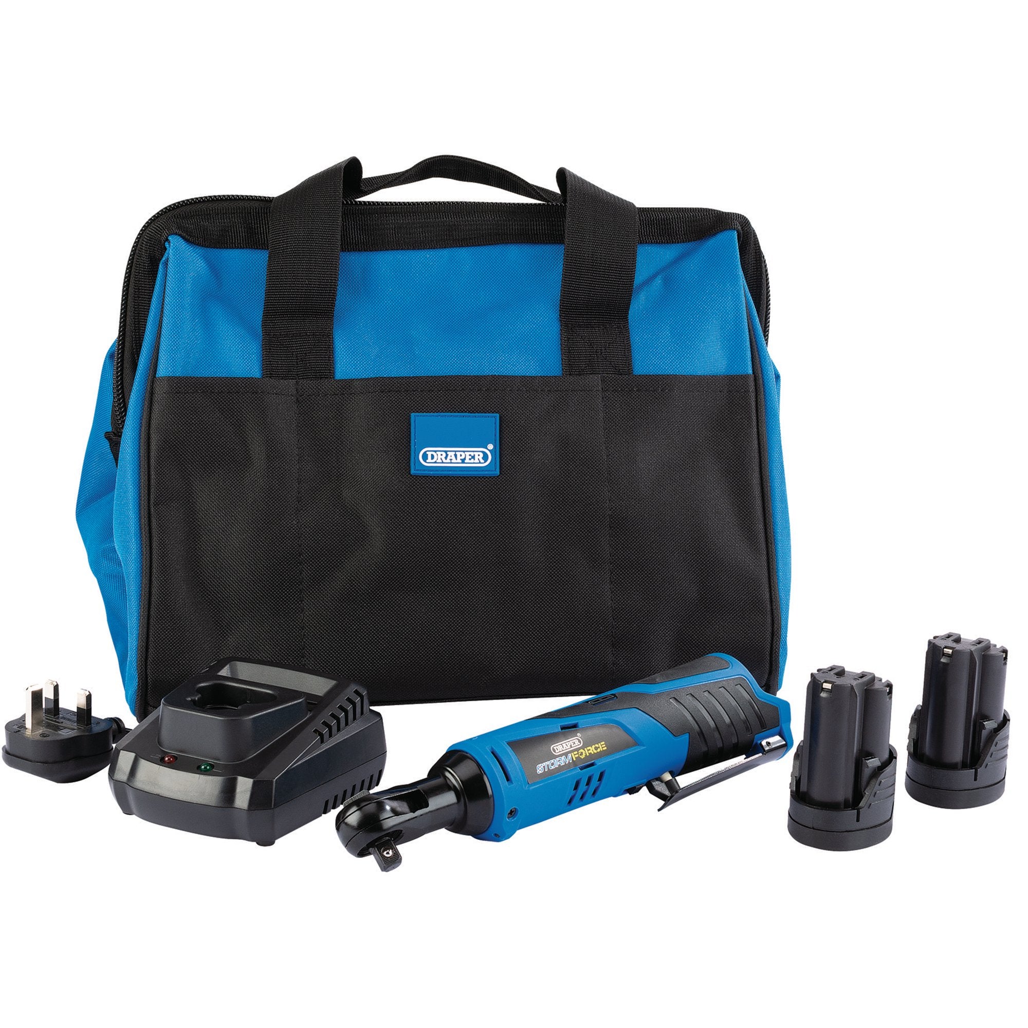 Draper 99716 Draper Storm Force® 10.8V Power Interchange Reversible Ratchet Kit, 2 x 1.5Ah Batteries, 1 x Charger, 1 x Bag