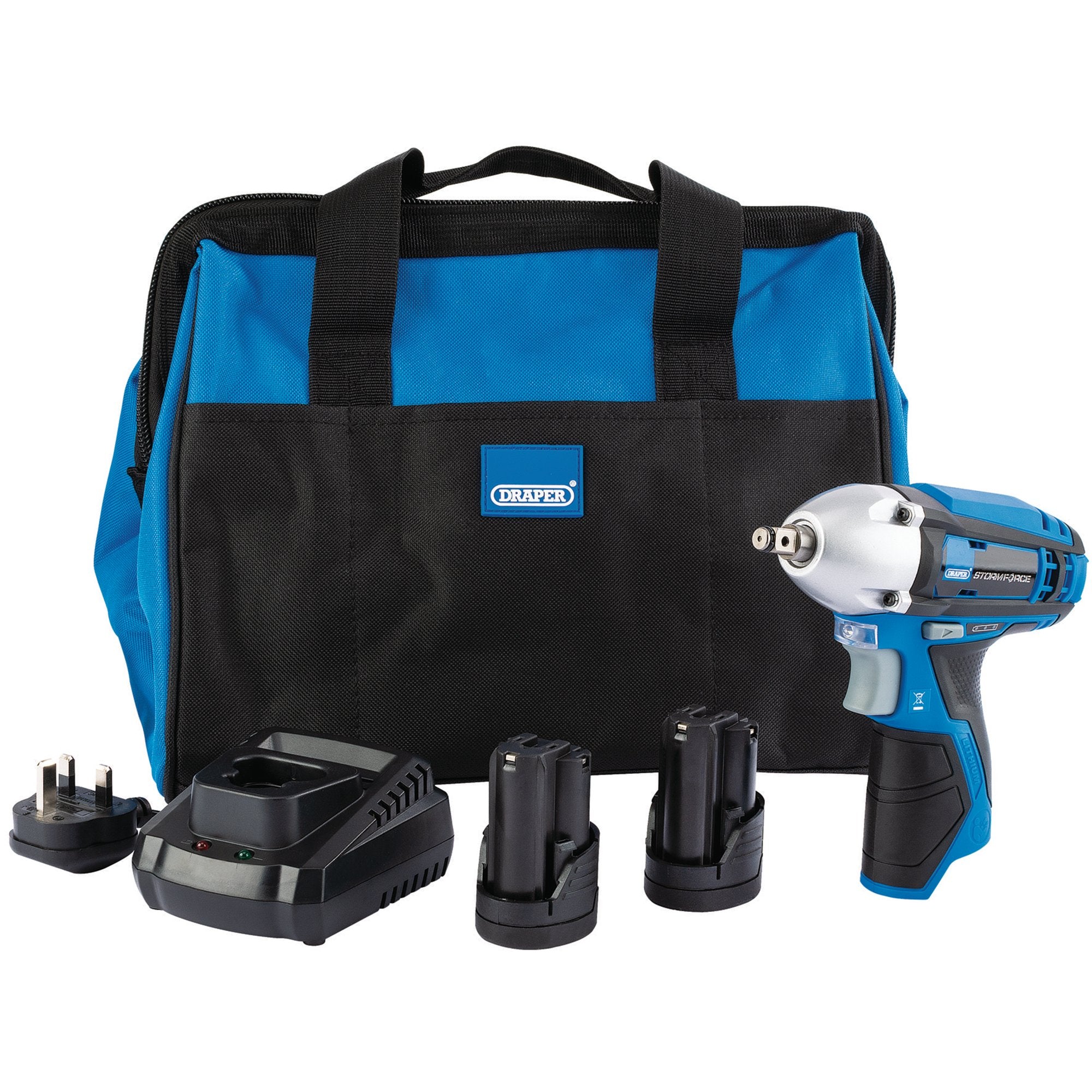 Draper 99717 Draper Storm Force® 10.8V Power Interchange Impact Wrench Kit, 2 x 1.5Ah Batteries, 1 x Charger, 1 x Bag