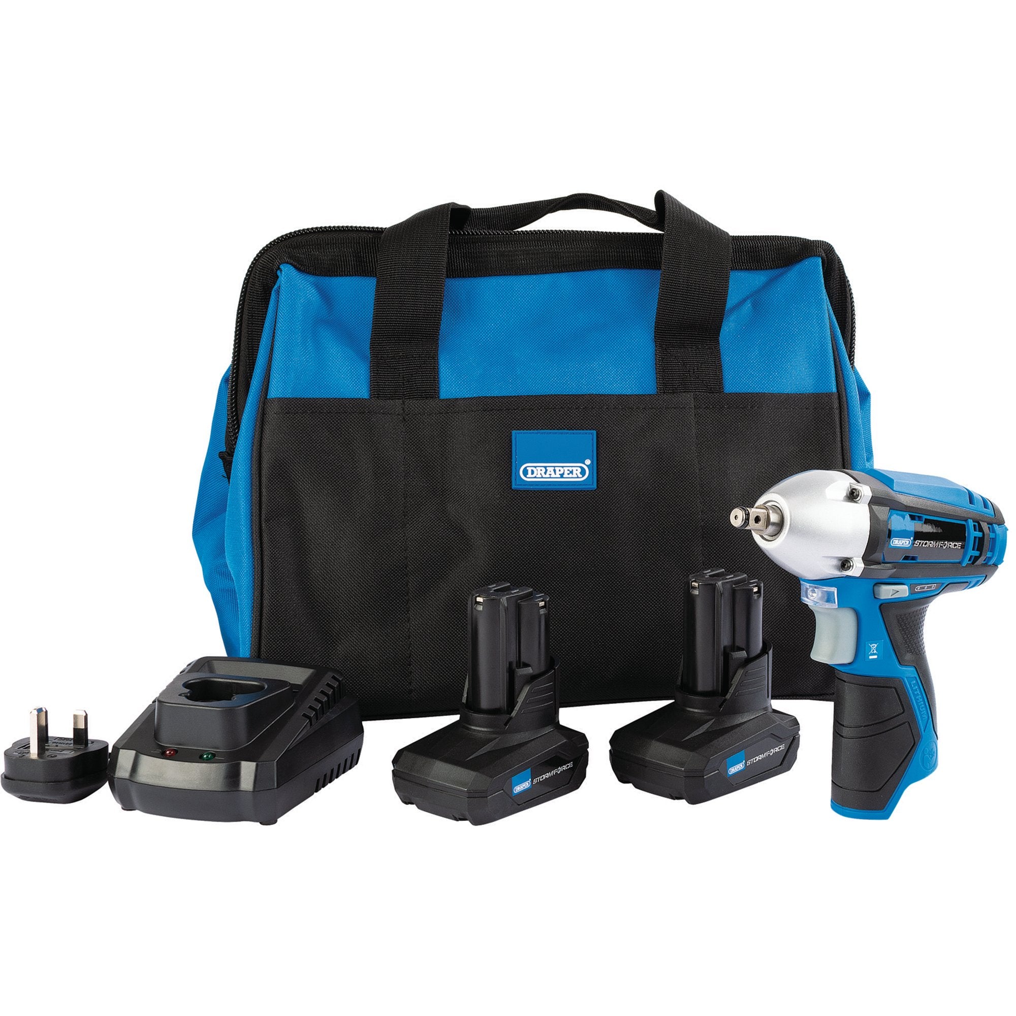 Draper 99721 Draper Storm Force® 10.8V Power Interchange Impact Wrench Kit, 2x 4Ah Batteries, 1 x Charger, 1 x Bag