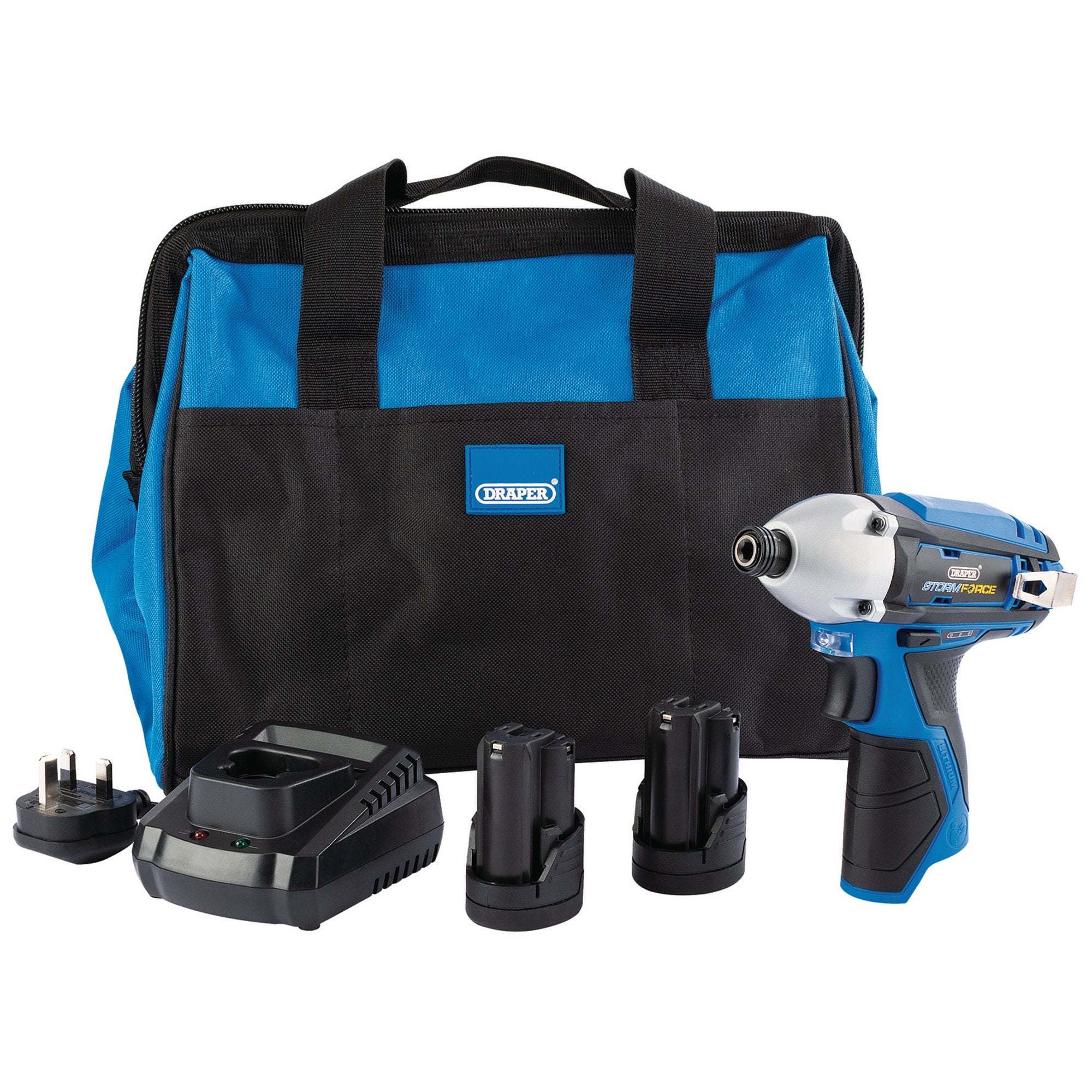 Draper 99724 Draper Storm Force® 10.8V Power Interchange Impact Driver Kit, 2 x 1.5Ah Batteries, 1 x Charger, 1 x Bag