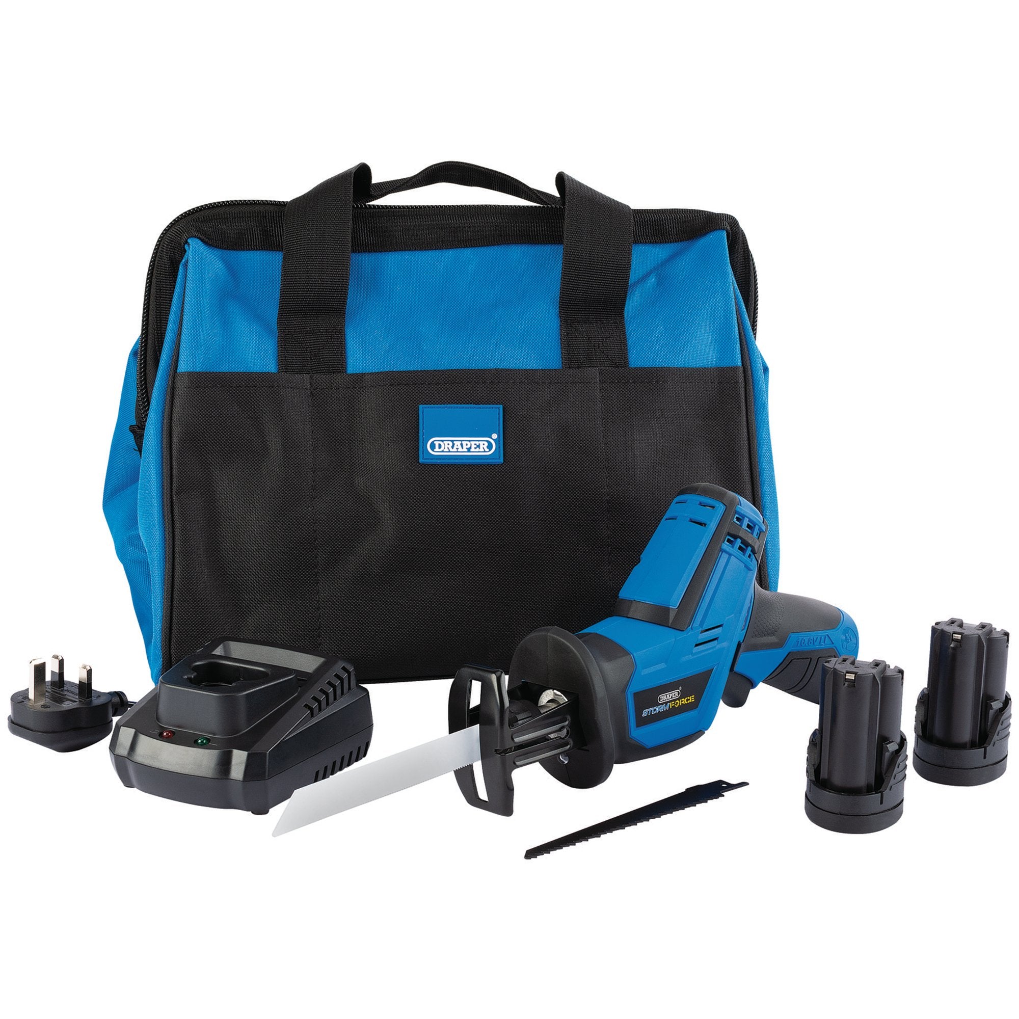 Draper 99726 Draper Storm Force® 10.8V Power Interchange Reciprocating Saw Kit, 2 x 1.5Ah Batteries, 1 x Charger, 1 x Bag