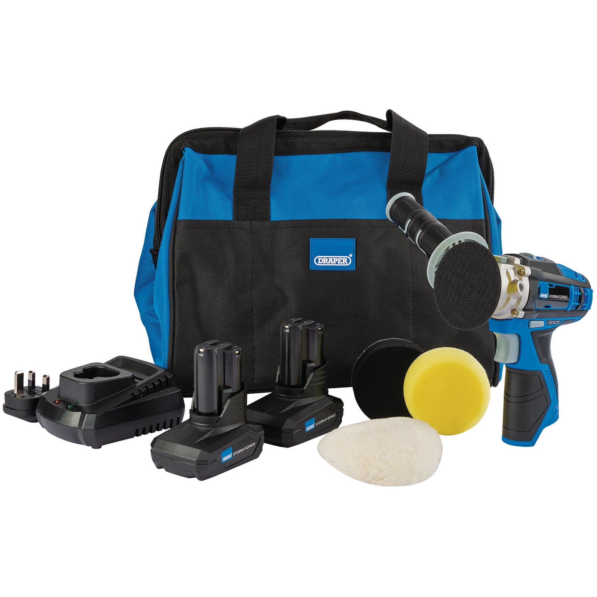 Draper 99727 Draper Storm Force® 10.8V Power Interchange Mini Polisher Kit, 2 x 4Ah Batteries, 1 x Charger, 1 x Bag